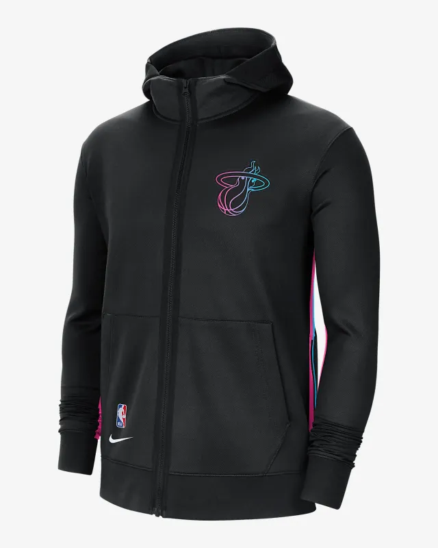 Moletom com capuz Nike City Edition Showtime com zíper completo Miami Heat masculino preto