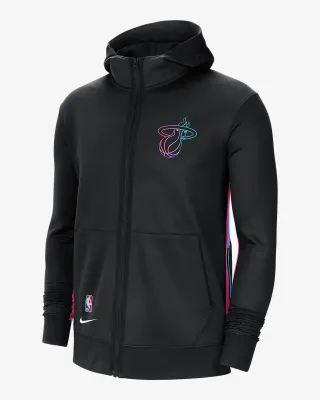 Moletom com capuz Nike City Edition Showtime com zíper completo Miami Heat masculino preto
