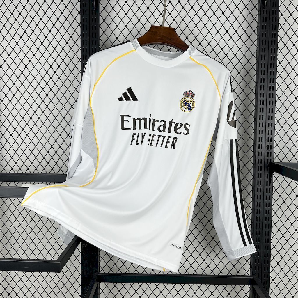 Camisa Real Madrid Home 2025/2026 Manga Longa