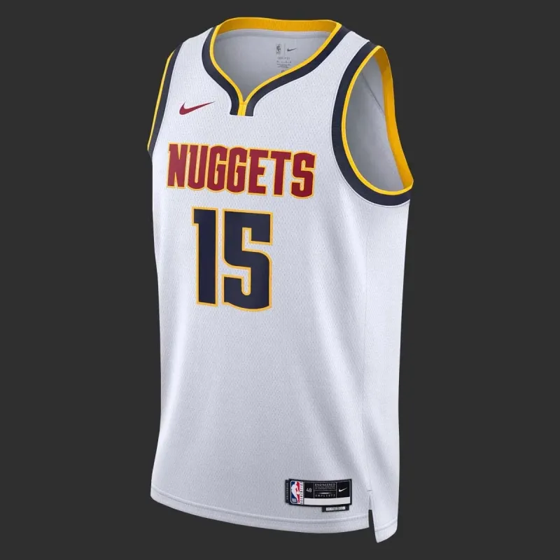 Regata Nike Denver Nuggets Branco Jokić 15 - Versão Jogador