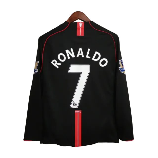 Camisa Manchester United 2007/2008  Manga Longa Ronaldo #7 Patch