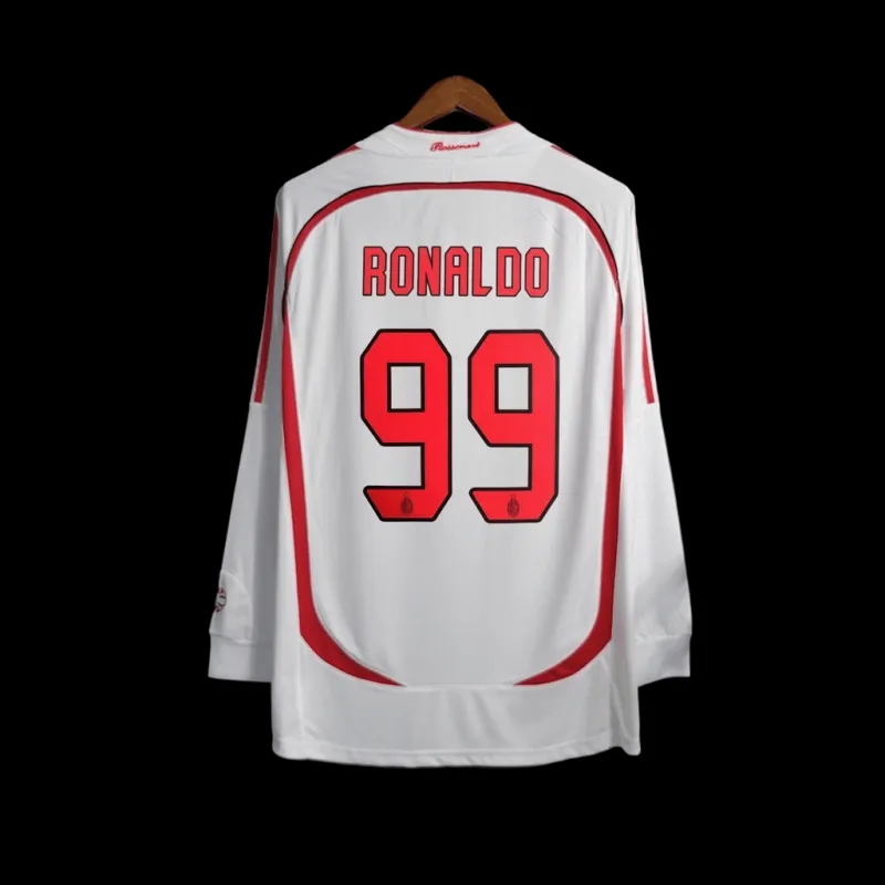 Camisa Milan 2006-2007  Branca Manga Longa  Ronaldo #9