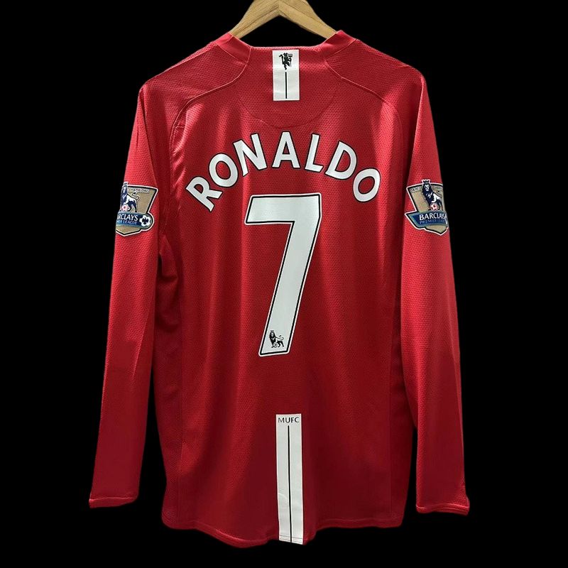 Camisa Manchester United 2007/2008  Manga Longa Ronaldo #7