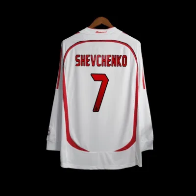Camisa Milan 2006-2007  Branca Manga Longa  Shevchenko #7
