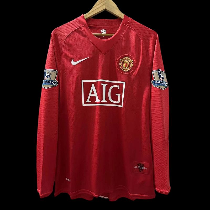 Camisa Manchester United 2007/2008  Manga Longa