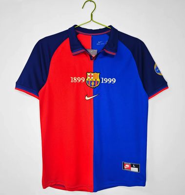 Camisa Barcelona edição 100 Anos Retro 1899/1999 Azul Grená Camisa Barcelona edição 100 Anos Retro 1899/1999 Azul Grená
