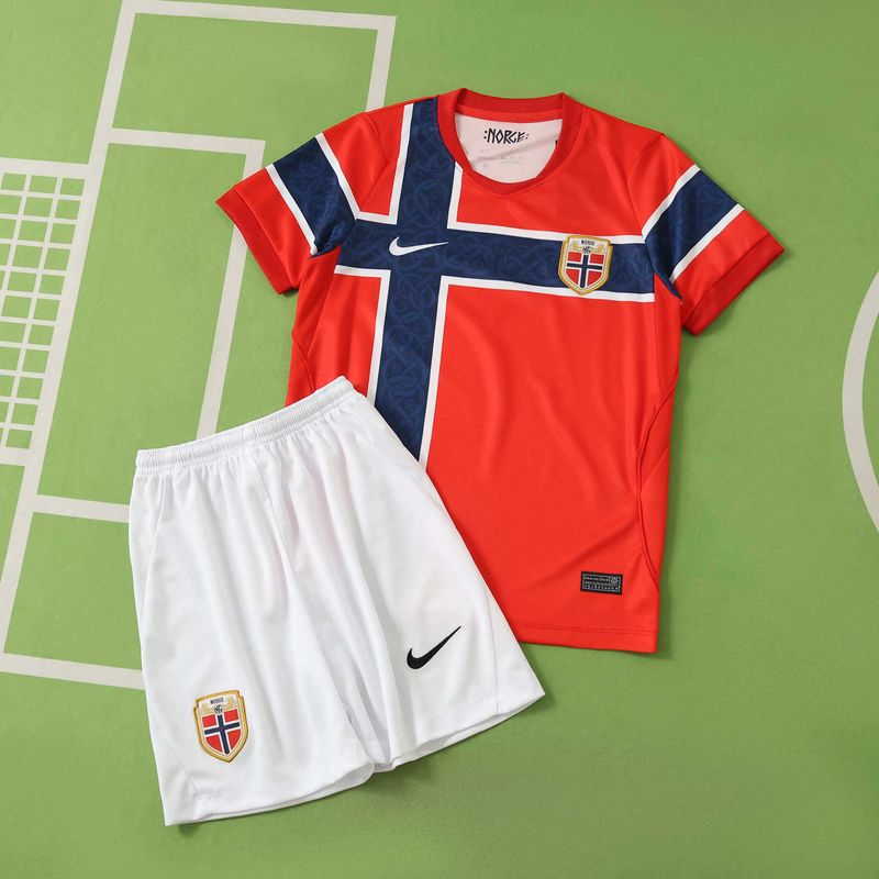 Kit Camisa  Infantil Noruega Home 2026 Copa do Mundo