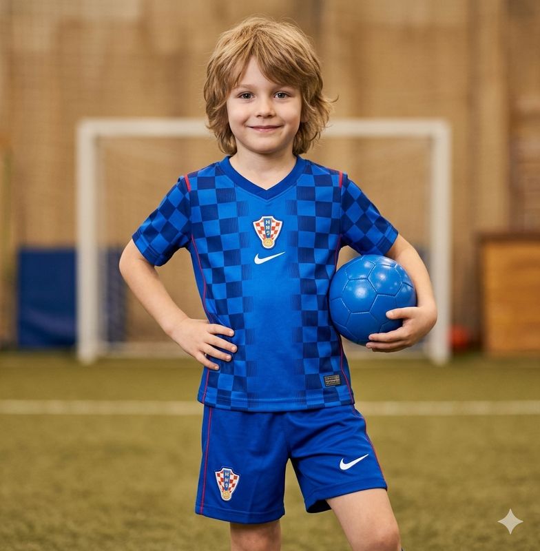Kit Camisa Infantil Seleção da Croácia 2026 Copa do Mundo