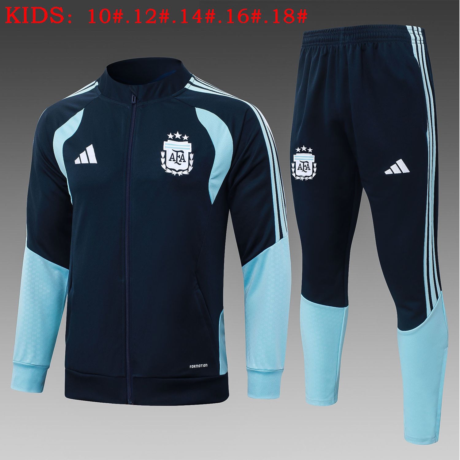 Kit Agasalho Treino Infantil Argentina 2026/2027 zíper longo Kit Agasalho Treino Infantil Argentina 2026/2027 zíper longo