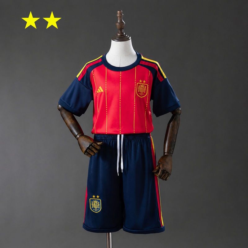 Kit Camisa Infantil Espanha Home 2026 Copa do Mundo Kit Camisa Infantil Espanha Home 2026 Copa do Mundo