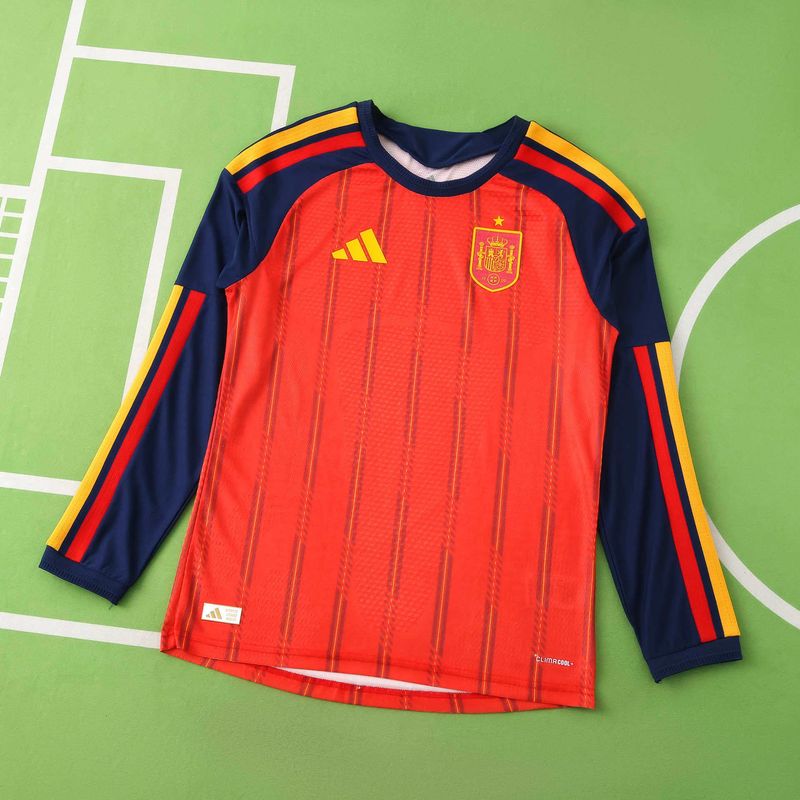 Camisa Seleção Espanha 2026 Home Manga Longa Jogador Copa do Mundo Camisa Seleção Espanha 2026 Home Manga Longa Jogador Copa do Mundo