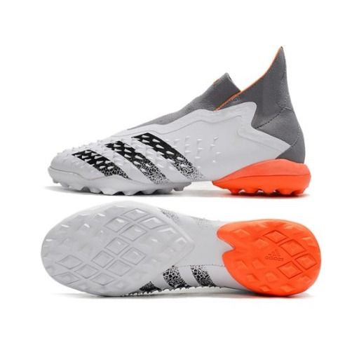 Chuteira Society Adidas Predator Freak+ Sem Cadarço - Branco e Laranja Chuteira Society Adidas Predator Freak+ Sem Cadarço - Branco e Laranja