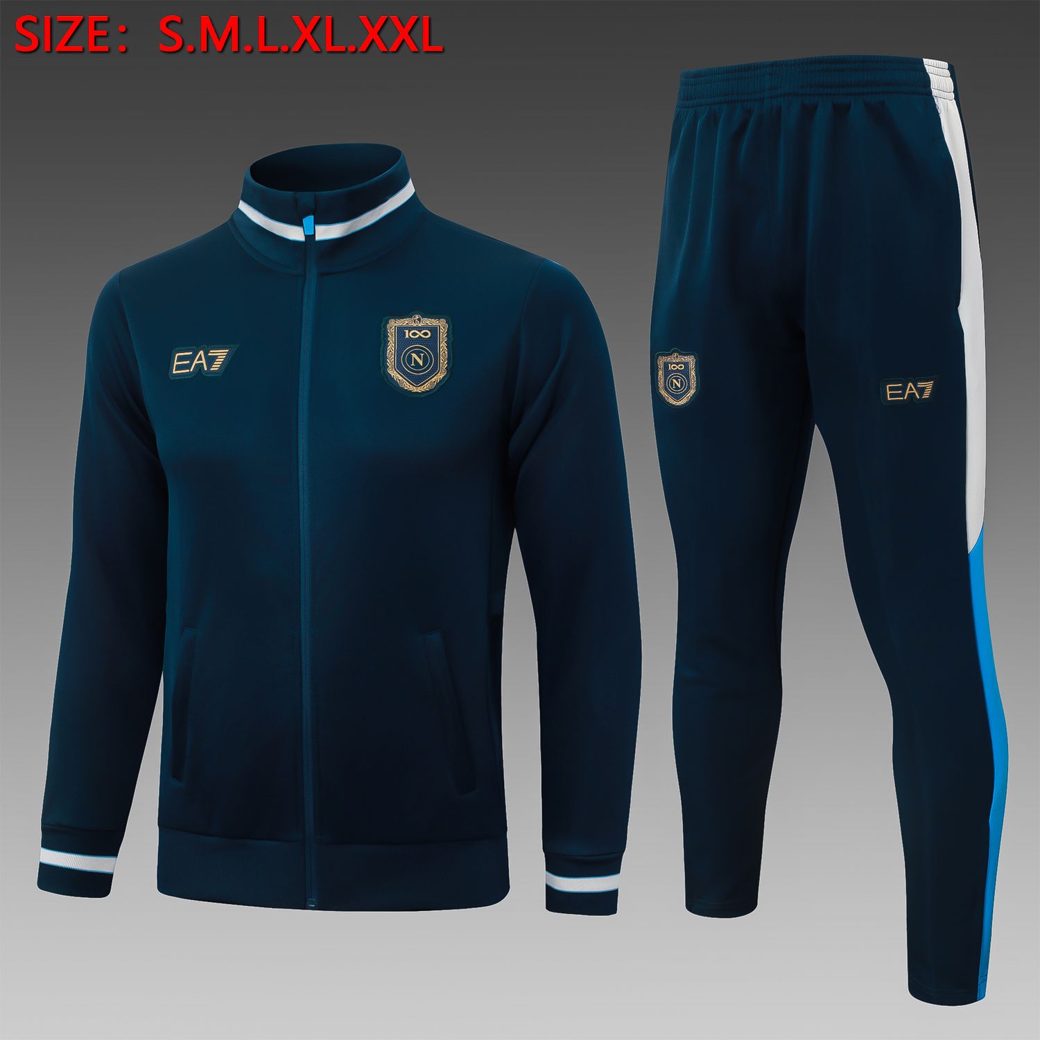 Conjunto Napoli 2026/27 Blusão e Calça - Treino Masculino - com Zíper Conjunto Napoli 2026/27 Blusão e Calça - Treino Masculino - com Zíper
