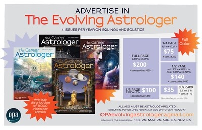 Color Ads for The Evolving Astrologer (OPA) magazine