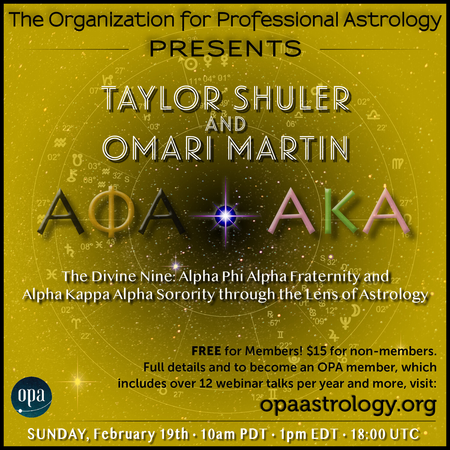 Recording - Taylor Shuler and Omari Martin: The Divine Nine - Alpha Phi Alpha Fraternity and Alpha Kappa Alpha Sorority through the Lens of Astrology