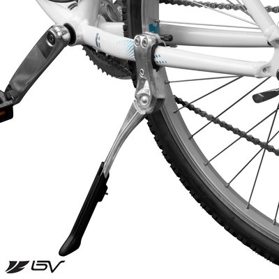 BV Bike Kickstand - Alloy Adjustable Height Rear Side Bicycle Stand, for Bike 24&quot; - 28&quot;  - White
