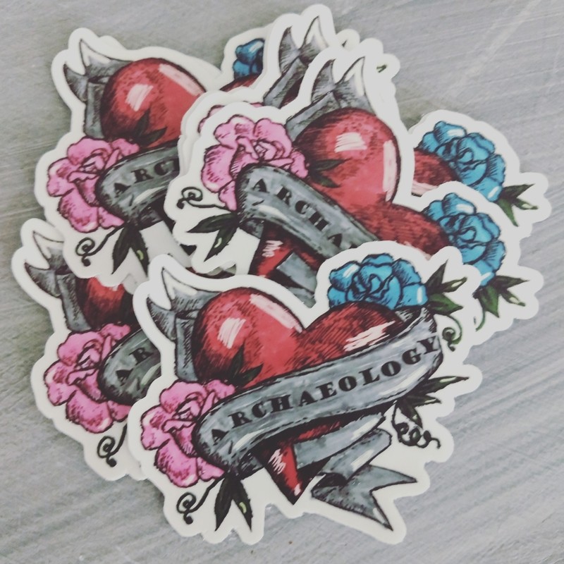 Archaeology Heart Tattoo Sticker