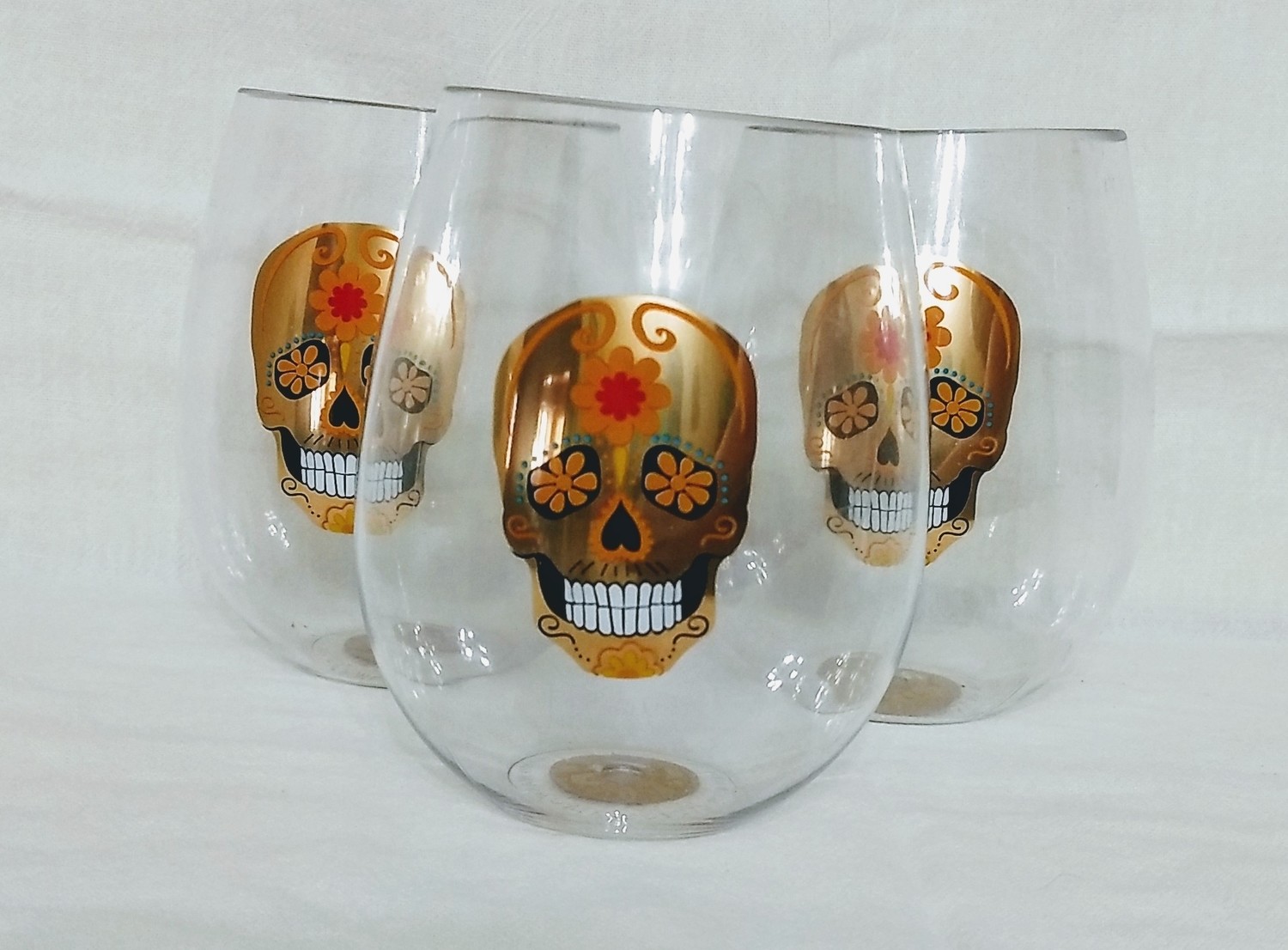 Sugar Skull Wine Glass