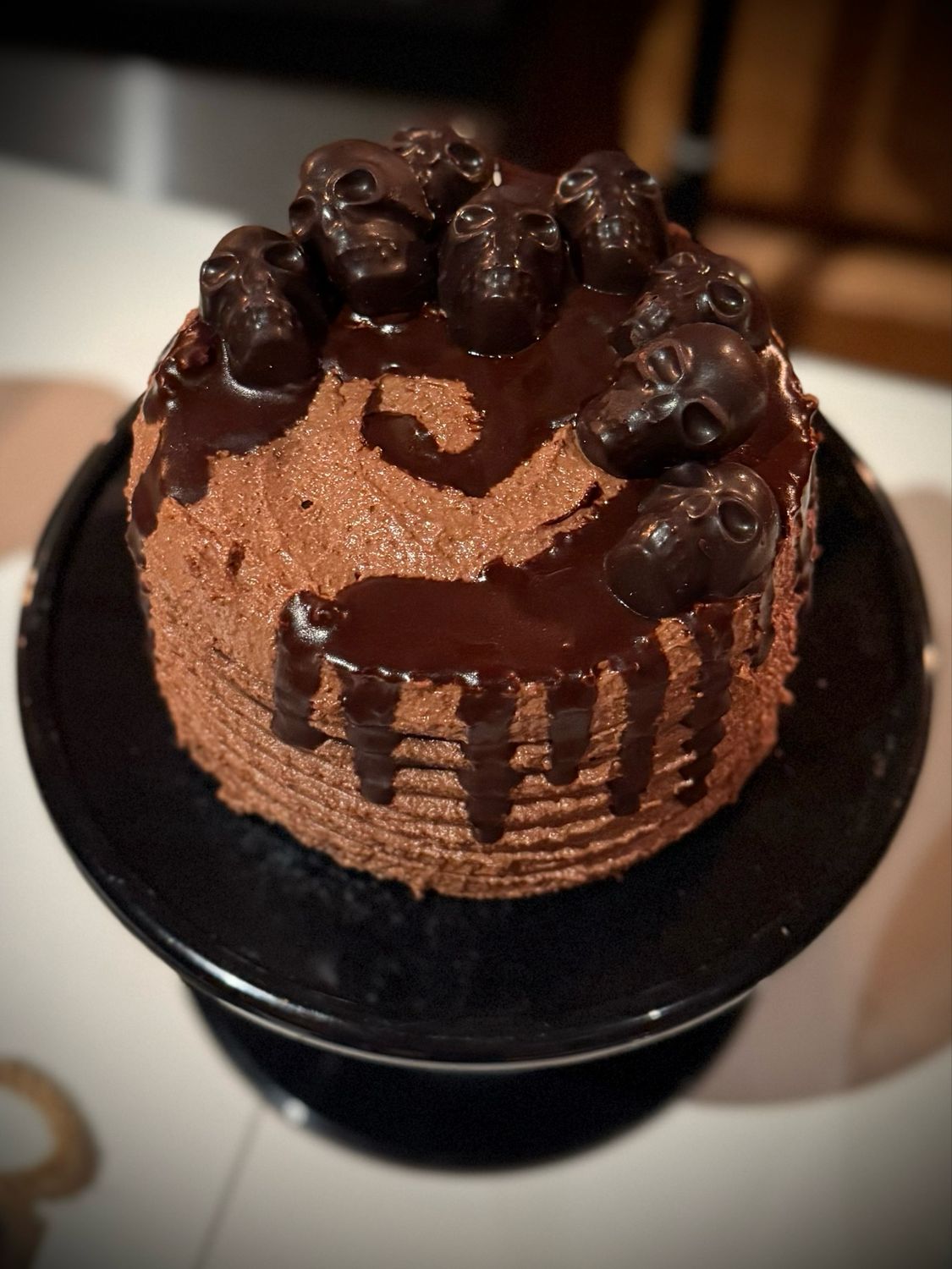 Triple Carob Skull Cake