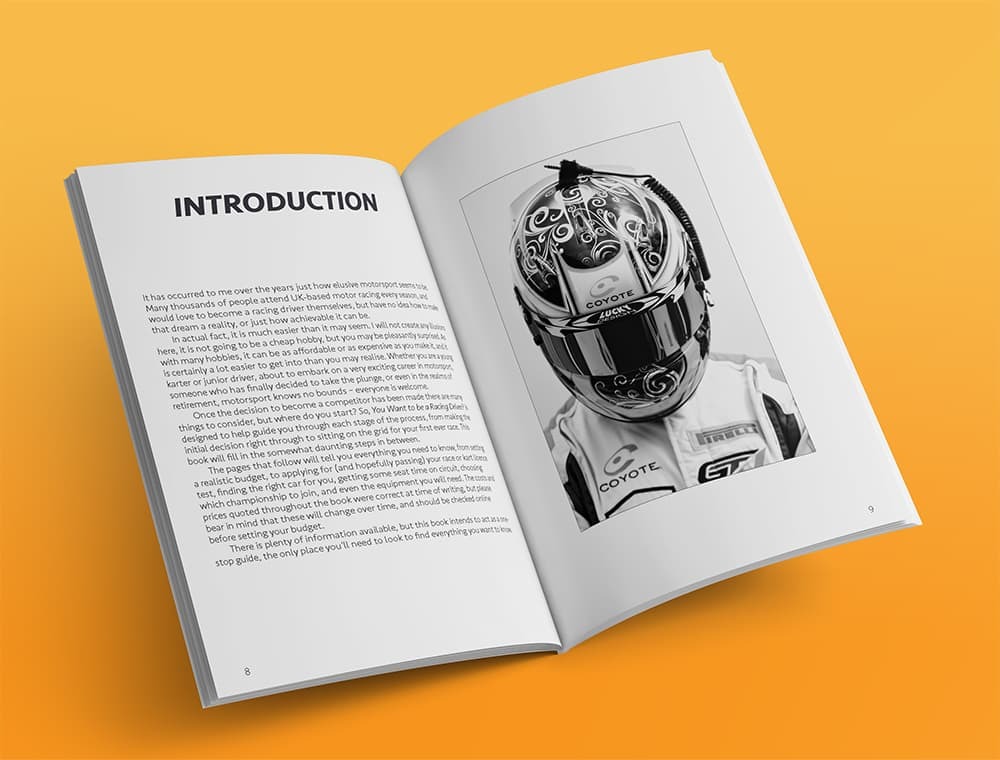Introduction spread from So, you want to be a racing driver paperback.
