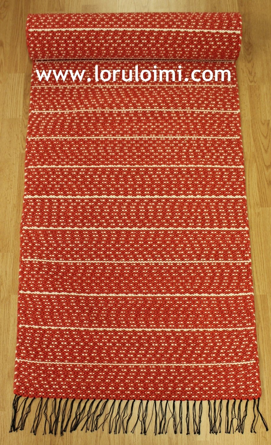 Pihlajanmarjat 2 - puna-oranssi-valkoraitainen matto