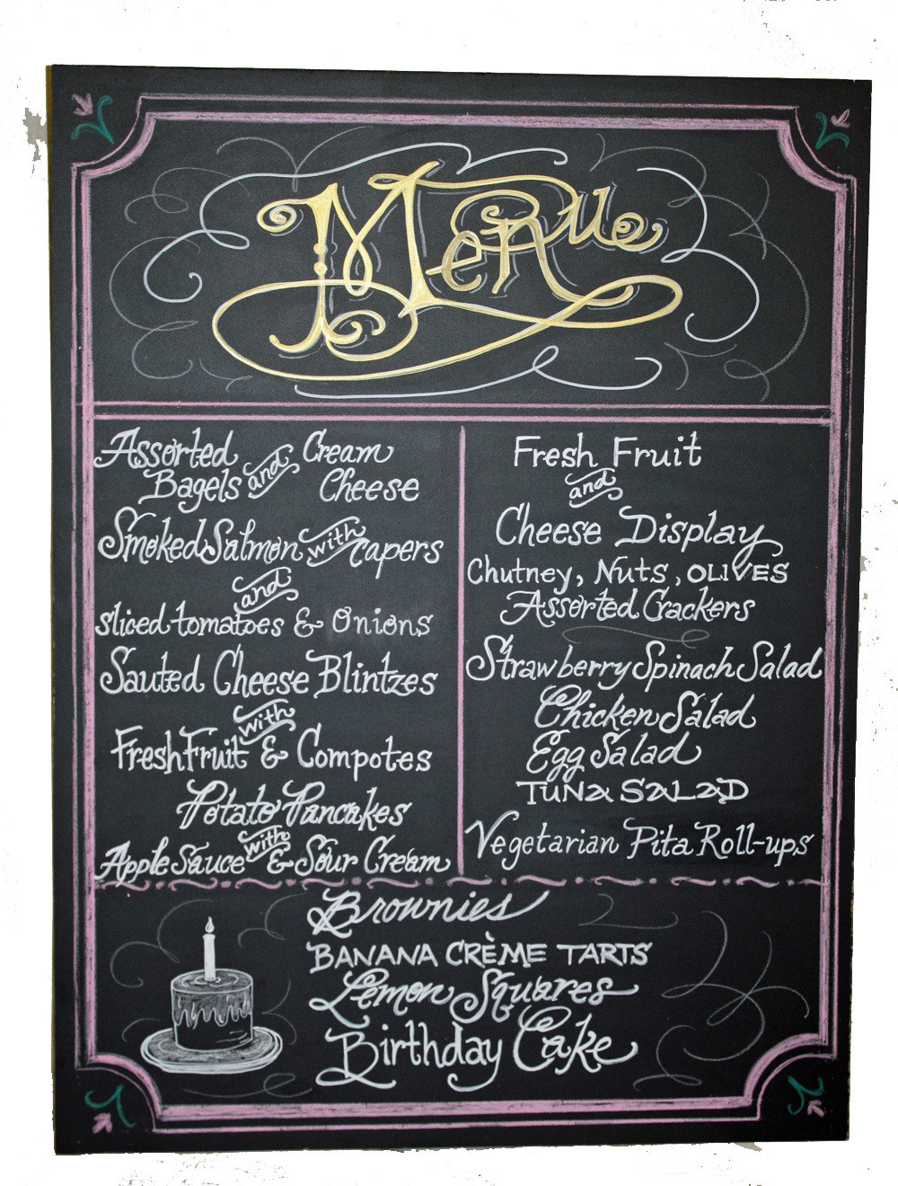 Large Chalkboard Art Menu sign  24&quot; x 36&quot;