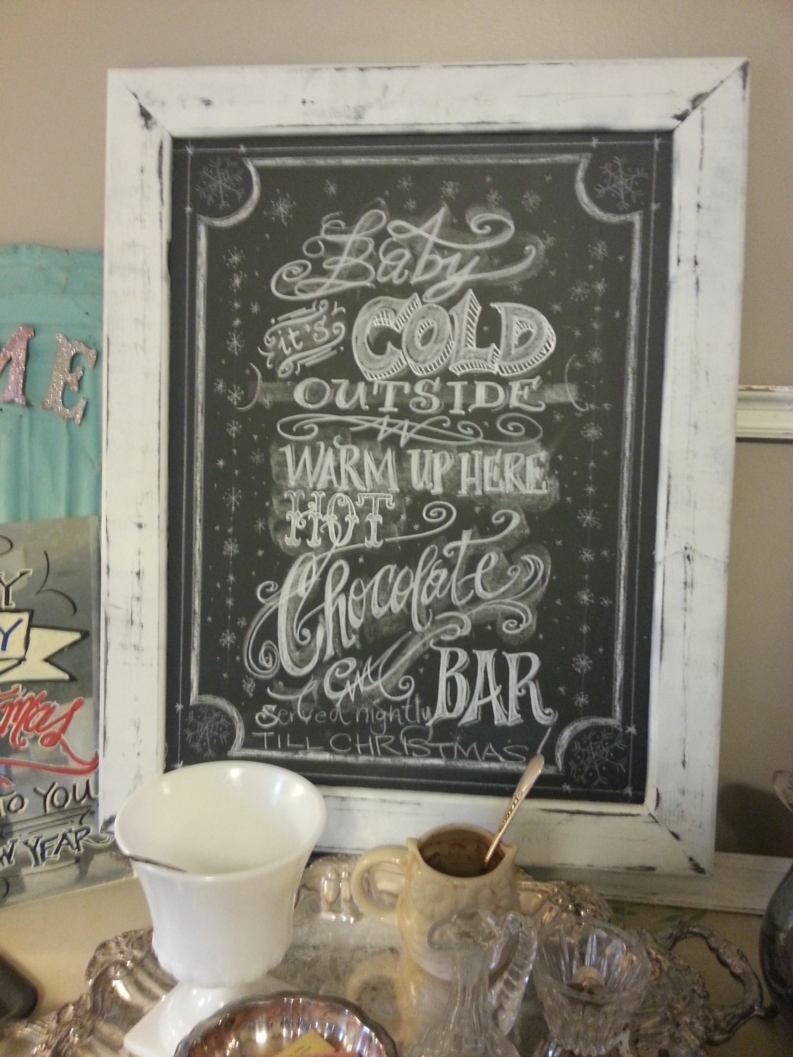 Baby it&#39;s Cold hot cocoa bar Chalkboard Art 18x24