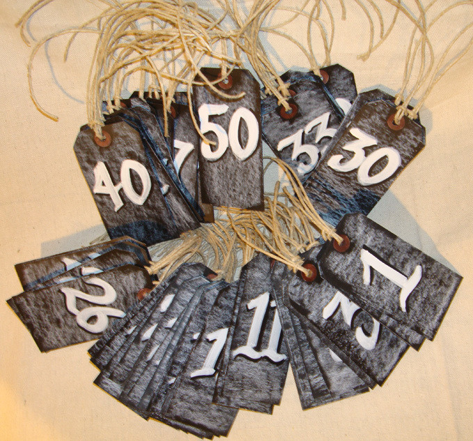 Seating Numbers Chalkboard Tags 24