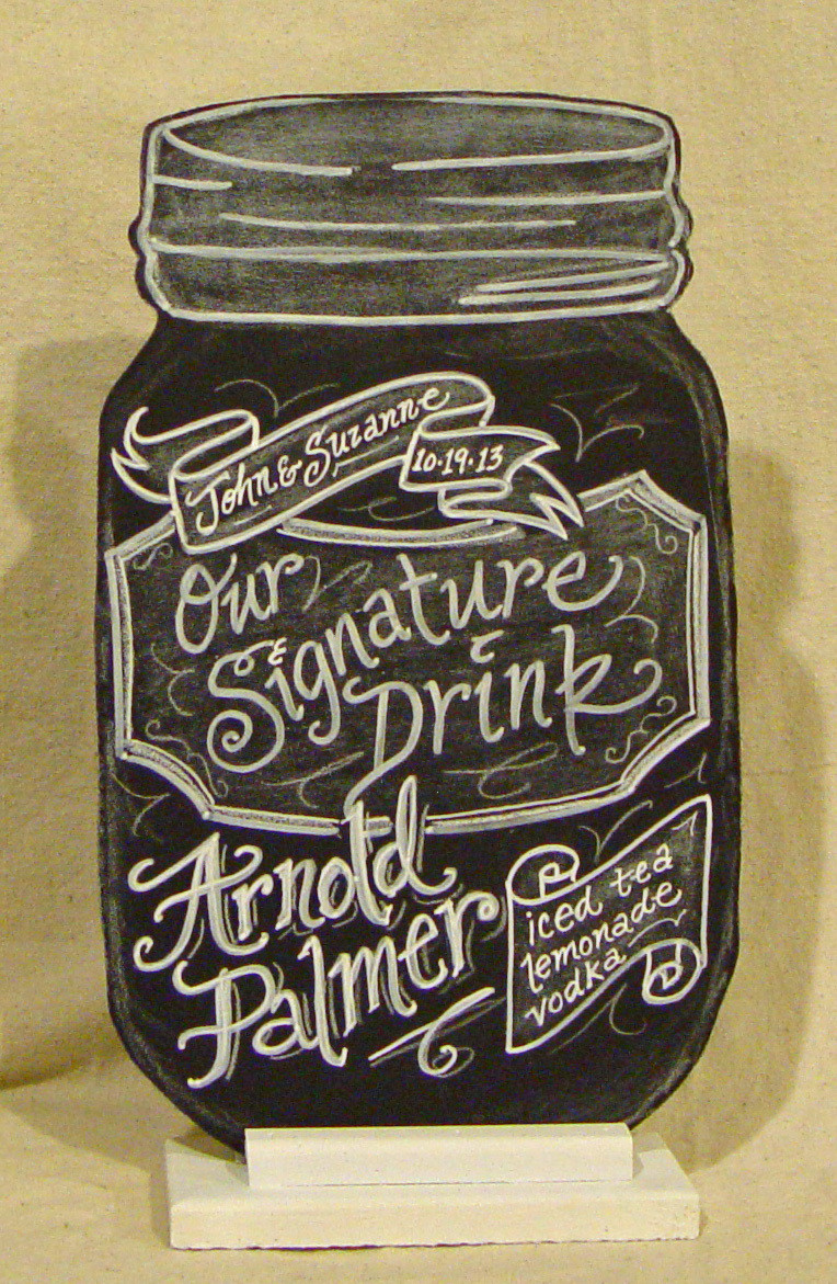 Chalkboard Art Sign Mason Jar shaped with Stand