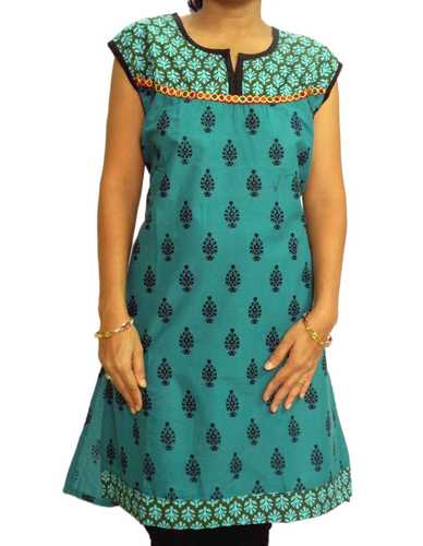 Teal Green Printed Kurta