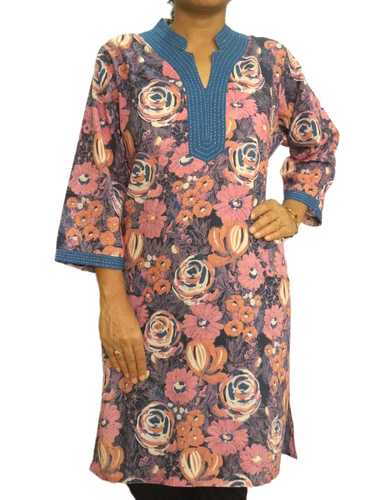 Pink and Blue Printed Kurta