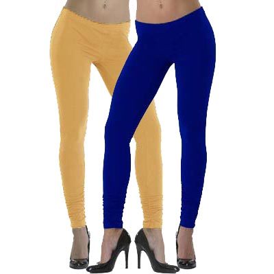 Lehek Cotton Leggings Combo (Beige+Blue)