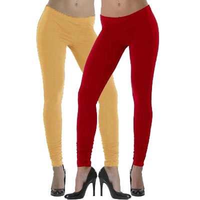 Lehek Cotton Leggings Combo (Beige+Red)