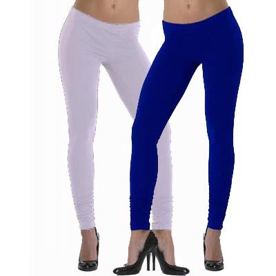 Lehek Cotton Leggings Combo (Blue+White)