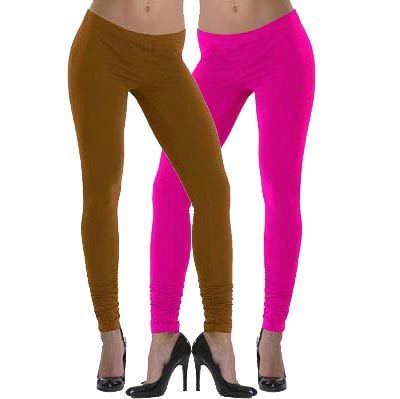 Lehek Cotton Leggings Combo (Brown+Fuchsia)