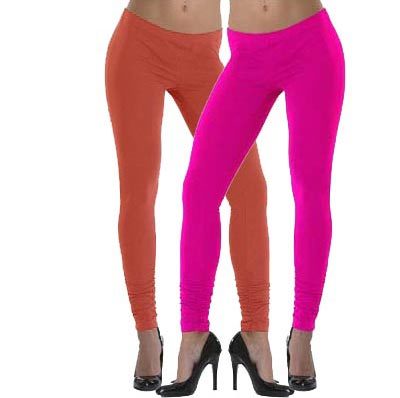 Lehek Cotton Leggings Combo (Fuchsia+Light Coral)
