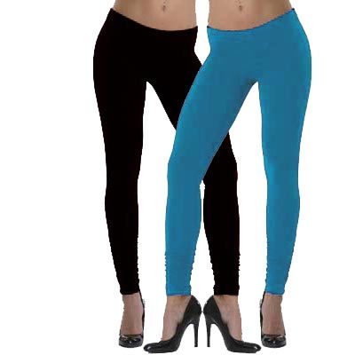 Lehek Cotton Leggings Combo (Sky Blue+Black)