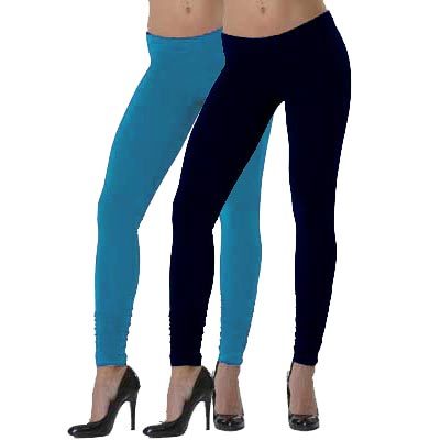 Lehek Cotton Leggings Combo (Sky Blue+Navy Blue)