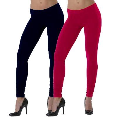 Lehek Cotton Leggings Combo (Navy Blue+Salmon)