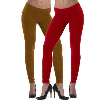 Lehek Cotton Leggings Combo (Brown+Red)