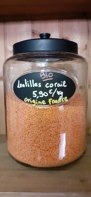 Lentilles corail Bio VRAC (France) 500gr