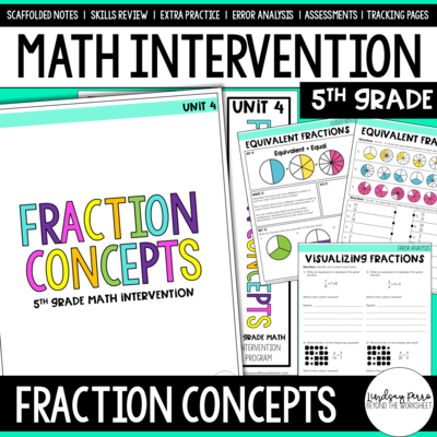 Fraction Concepts Intervention Unit 5th Grade