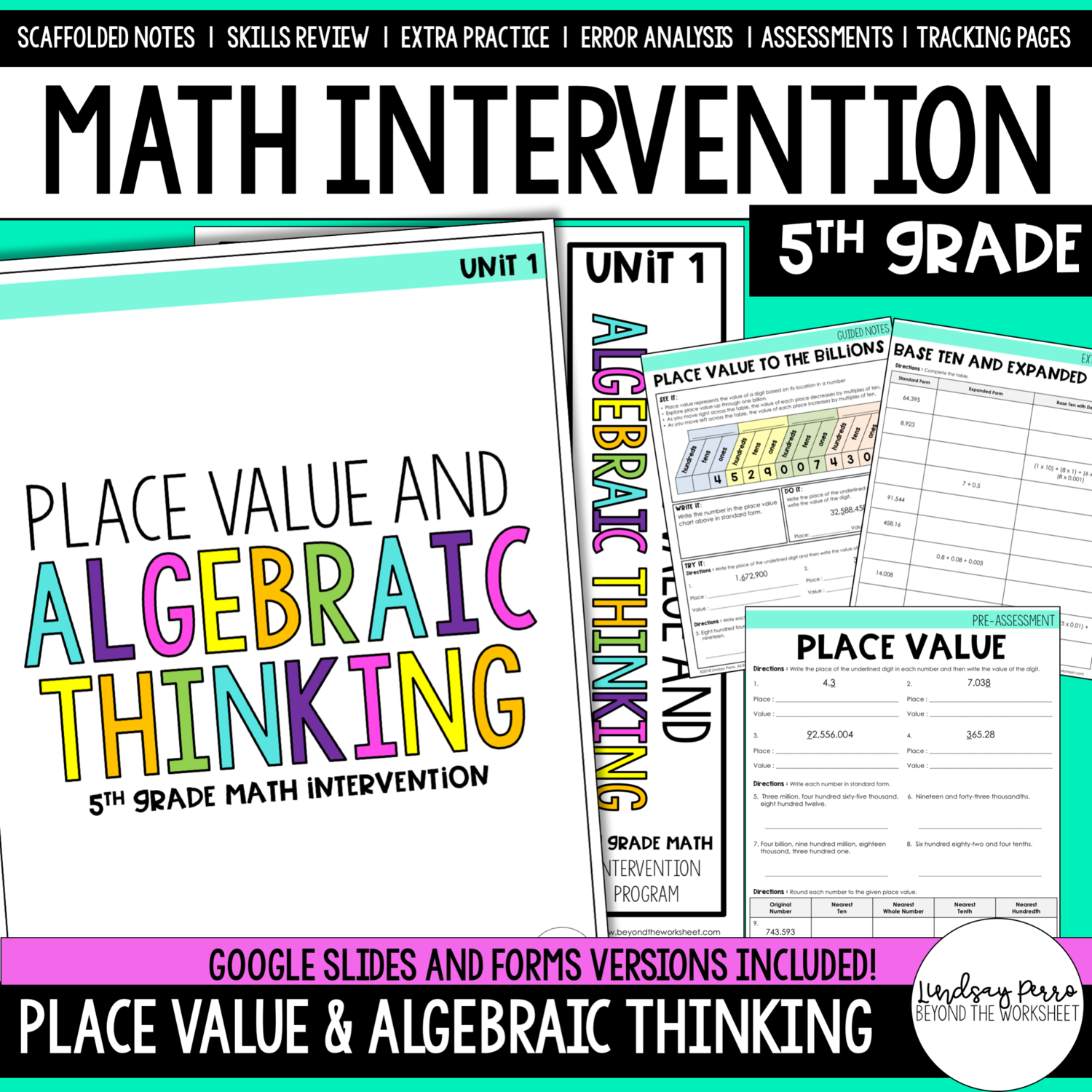 Place Value and Algebraic Thinking Intervention Unit