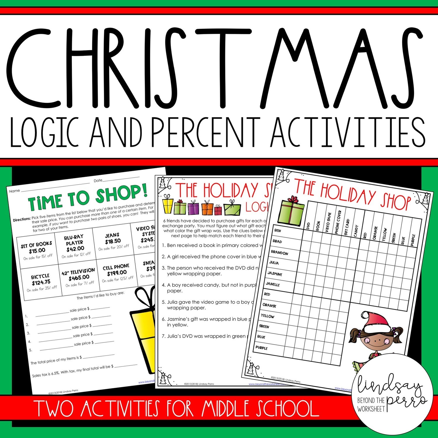 Christmas Logic and Percent Activities