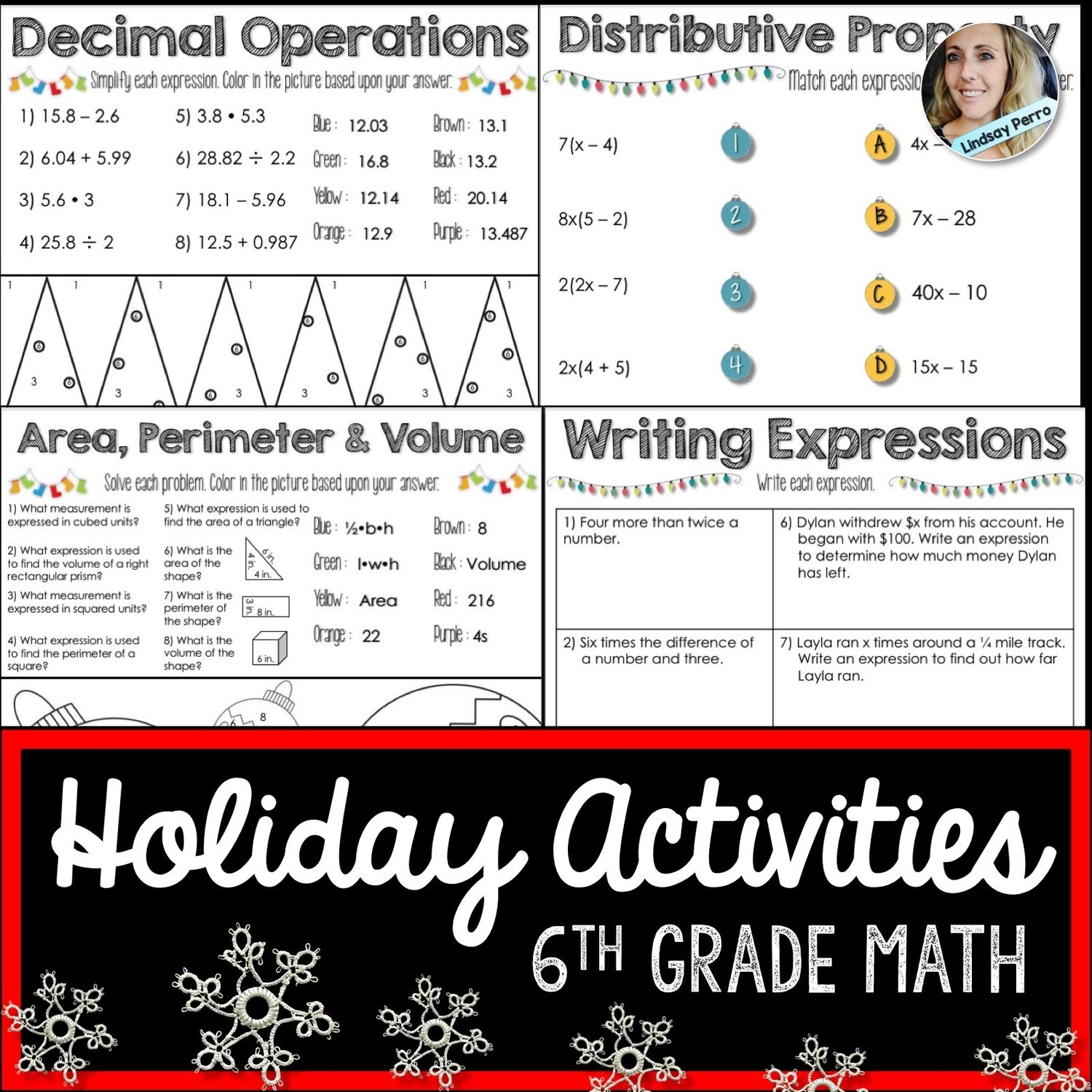 6Th Grade Christmas Math Activities | Store - Lindsay Perro