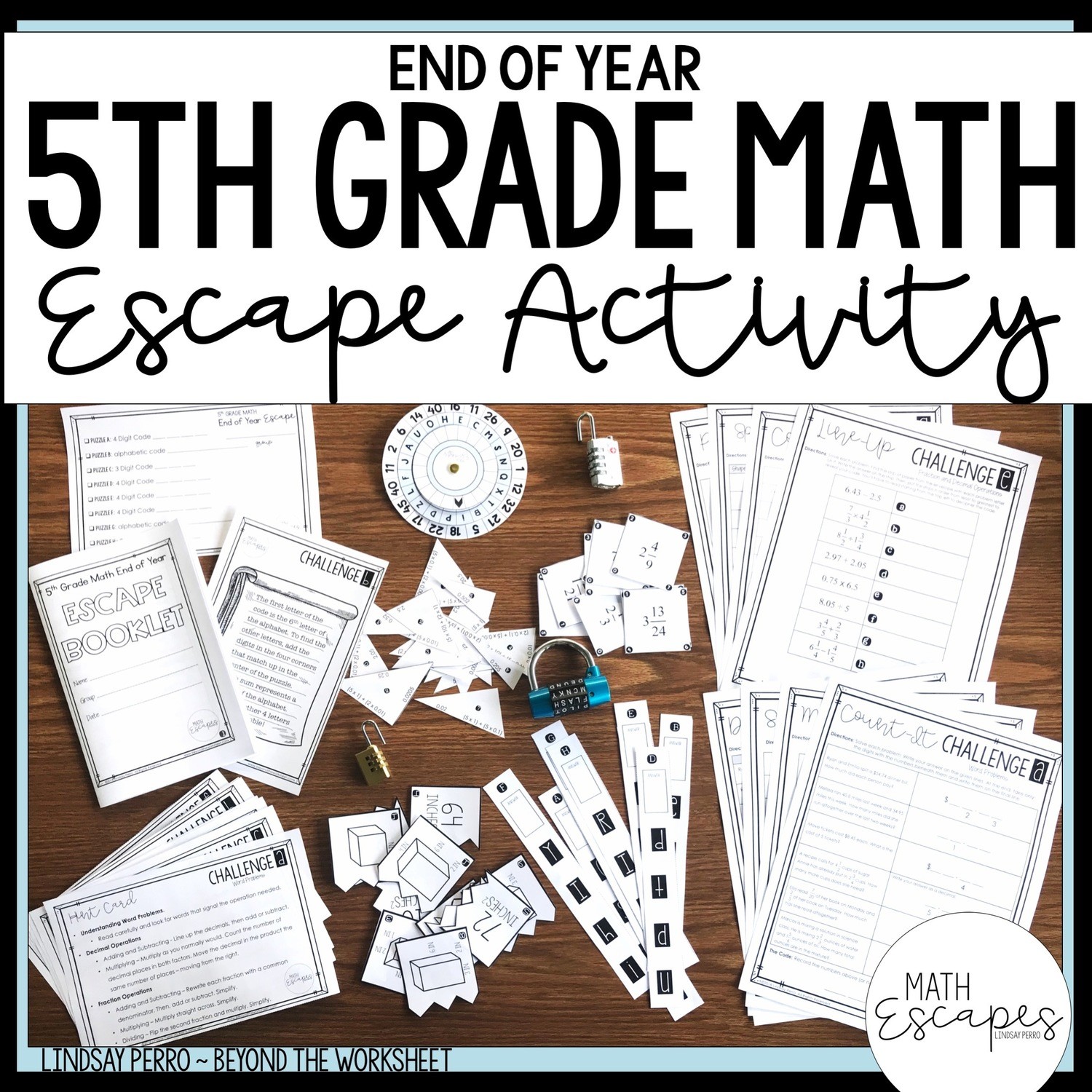 5th Grade Math End Of Year Escape Room Activity
