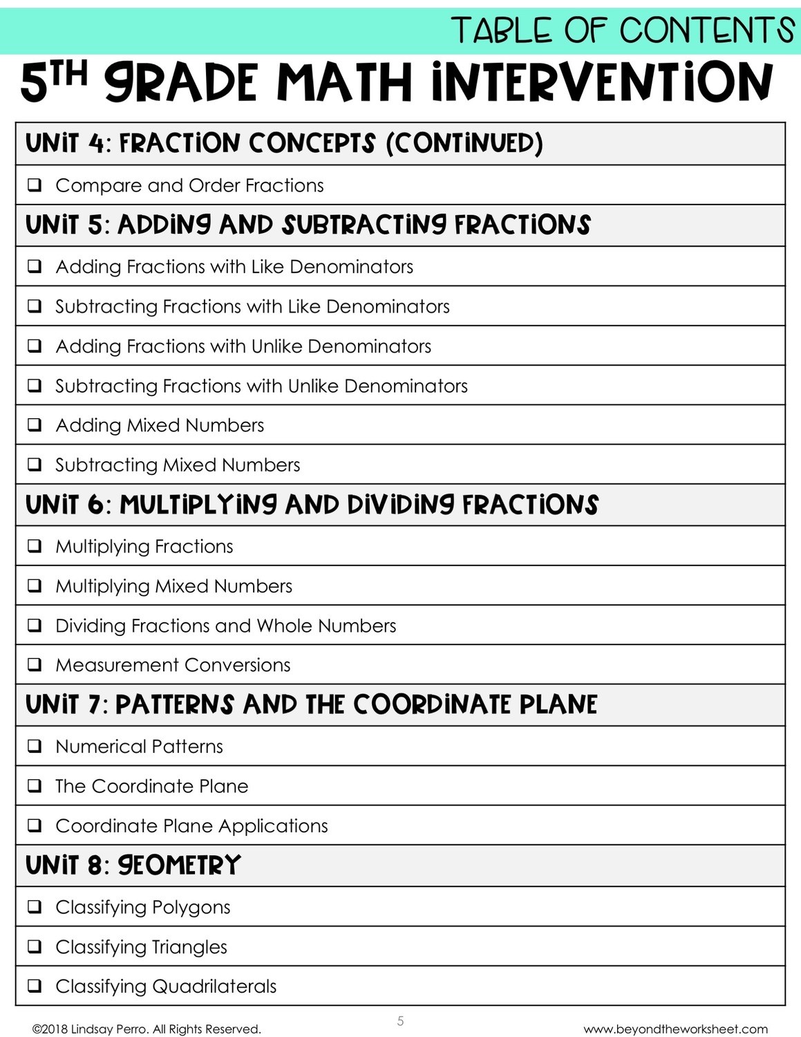 5Th Grade Math Intervention Program