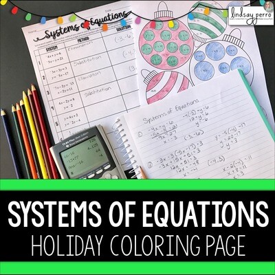 Systems of Equations Christmas Coloring Worksheet