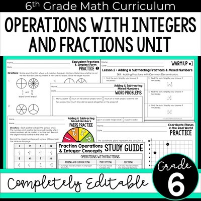 Fraction Operations and Integer Concepts Unit