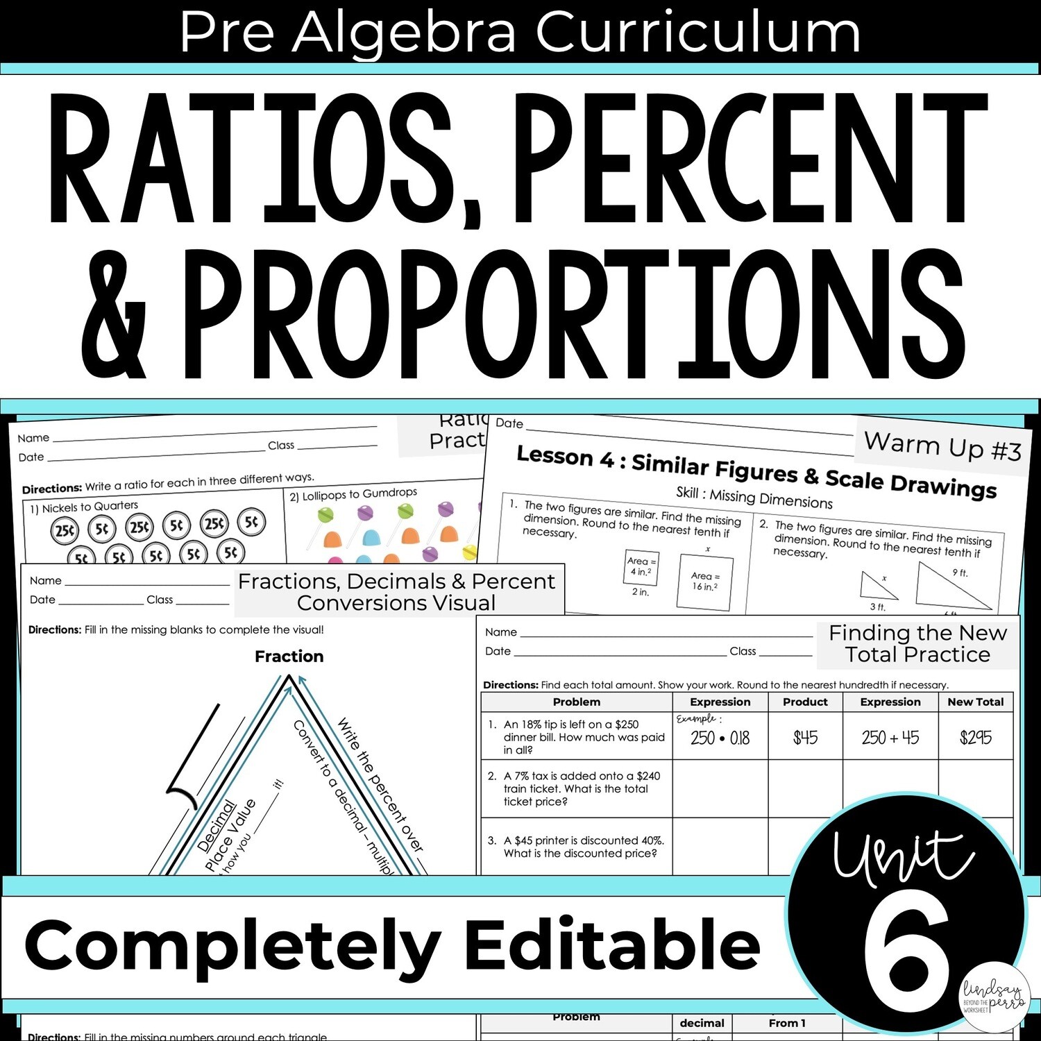 Ratios, Proportions and Percents Unit for Pre-Algebra